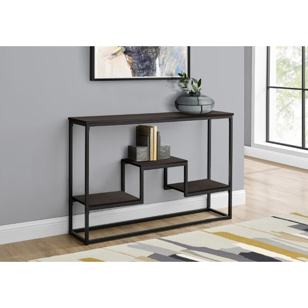 Accent Table - 48L / Espresso / Black Metal Hall Console